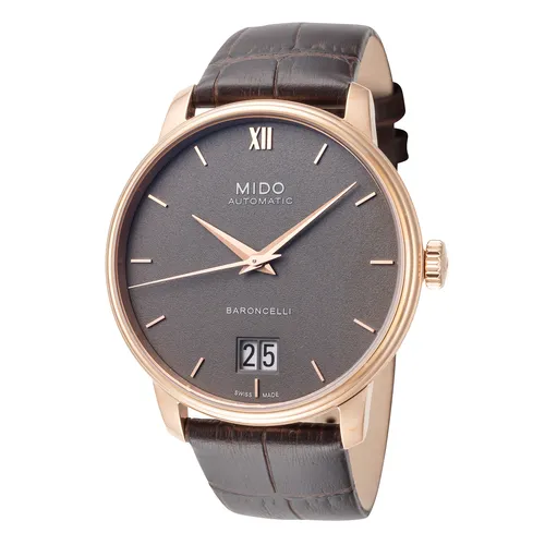 Mido Herren M0274263608800 Baroncelli 40mm Automatische Armbanduhr - Elegante Armbanduhr für Herren mit automatischem Uhrwerk, kratzfestem Saphirglas und edlem Lederarmband – ideal für jeden Anlass.