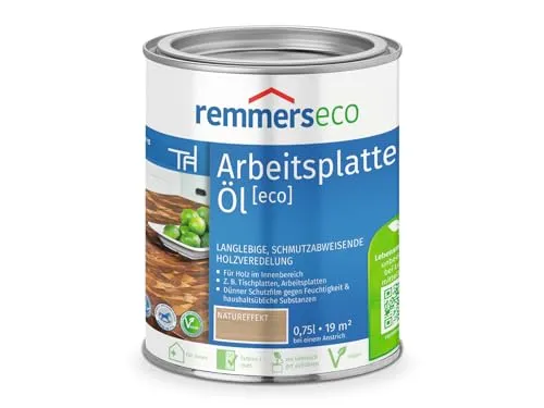Remmers Arbeitsplatten-Öl [eco] natureffekt, 0,75 Liter, Arbeitsplattenöl für wasserbelastete Küchenutensilien, Arbeitsplatten, Tische und Möbel