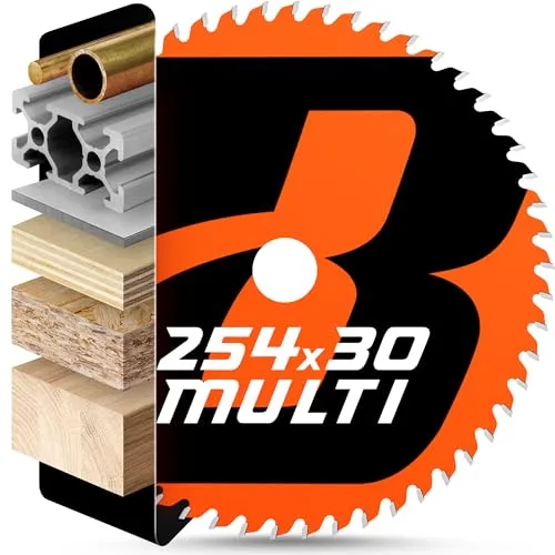 BAUBECK Sägeblatt 254x30 - Multi Material Feinschnitt - Kreissägeblatt 254 x 30 für Holz, Aluminium, Metall uvm. - Sägeblatt 254 kompatibel mit Bosch GTS 10, Bosch PTS 10, Metabo KGS 254 uvm.
