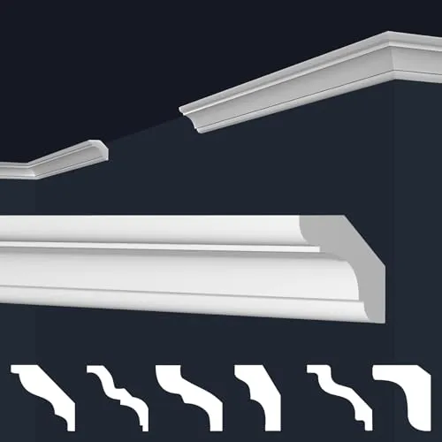 MARBET DESIGN Stuckleisten XPS Styropor weiß - Deckenleisten Zierleisten Eckleisten Dekorbau E-Leisten - (Musterstück E-23)