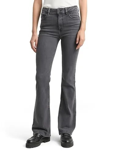 Damen Schlagjeans TOM TAILOR "STELLA" in Grau - Stylische Damen-Schlagjeans im Bootcut Fit von TOM TAILOR. Aus elastischem Denim für optimalen Tragekomfort und viele Kombinationsmöglichkeiten. Perfekt für casual bis elegante Looks.