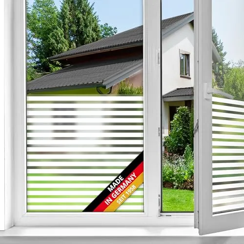 d-c-fix Fensterfolie Linia - 45 cm x 1,5 m – statische Sichtschutzfolie mit modernem Muster für Glasflächen – selbsthaftend, blickdicht, dekorativ