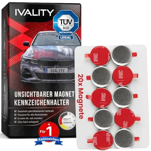 IVALITY Magnetischer Kennzeichenhalter - Robuster Kennzeichenhalter mit starken Magneten, ideal für temporäre Nummernschilder und einfaches Anbringen ohne Bohren.