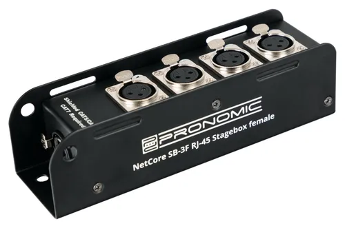 Pronomic NetCore SB-3F Multicore-Stagebox female - DI Box für professionelle Anwendungen, mit 4 XLR-Buchsen und RJ45 für einfache Signalübertragung über Netzwerkkabel, ideal für Live-Events und Studios.