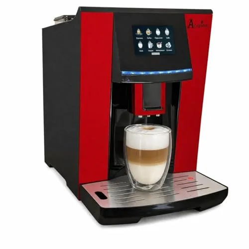 Acopino Vittoria RED One Touch Kaffeevollautomat – Vielseitiger Genuss in modernem Design - Kaffeevollautomaten mit One-Touch-Funktion für bis zu 6 Heißgetränke. Modernes Design mit LED-Beleuchtung und intuitivem Touch-Display für einfachen Genuss!