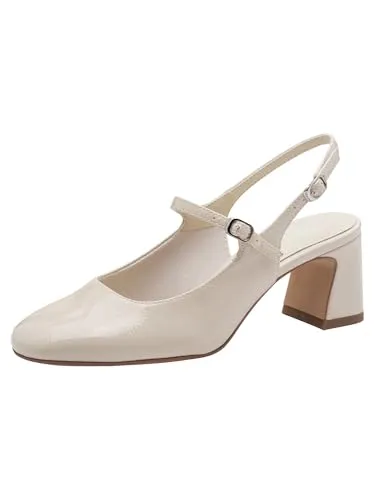Tamaris Damen Karree Pumps mit Blockabsatz - Vegan Riemchen 1-29601-46 in Beige, Größe 41 EU - Elegante Tamaris Riemchenpumps mit Blockabsatz (ca. 5,5 cm) für optimalen Komfort. Das integrierte TouchIt-Fußbett sorgt für eine individuelle Passform und ein angenehmes Tragegefühl.