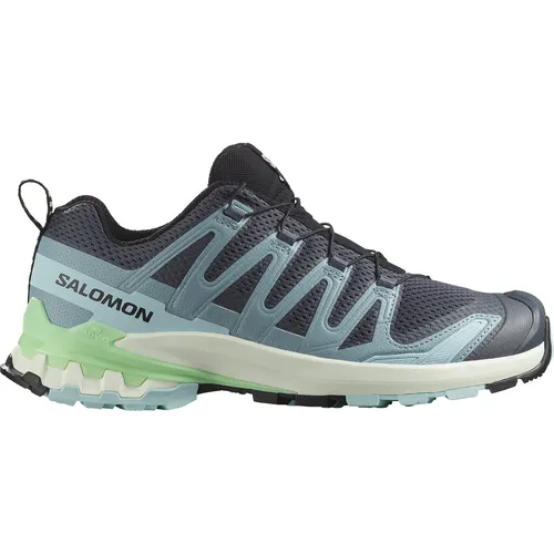 Salomon Damen XA Pro 3D V9 Trailrunning Schuh blau 42.0 - Laufschuhe mit 3D Advanced ChassisTM für optimale Stabilität und Schutz, ideal für verschiedene Terrains. Mit All Terrain Contagrip®-Außensohle für besten Grip und Quicklace®-System für schnelles Anpassen.