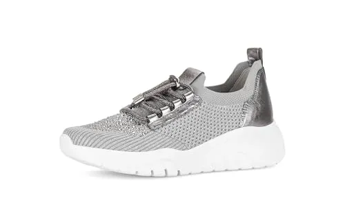 Gabor Damen Low-Top Sneaker mit Best Fitting - Damen-Sneaker in elegantem Grau mit Strassdetails, ideal für den Alltag, bieten optimalen Tragekomfort dank Best Fitting Technologie.