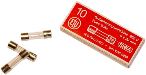 Siba G-Sicherung T 800mA 189100, zylindrisch - Zuverlässige G-Sicherung aus Glas mit einer Nennspannung von 250 V und einem Nennstrom von 0,8 A. Ideal für den professionellen Einsatz in elektrischen Anwendungen.