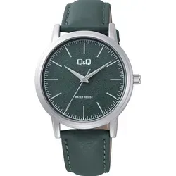 Q&Q Herrenuhr Q59B-003PY – Stilvolle Armbanduhr für Männer - Elegante Armbanduhr mit silbernem Gehäuse und robustem Lederarmband. Perfekt für jeden Anlass und inklusive Markenetui. Durchmesser: 40 mm, analoges Ziffernblatt.