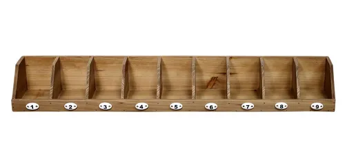 Chic Antique Wandregal mit 9 Fächern - Stylisches Wandregal aus Holz mit 9 nummerierten Fächern für eine praktische und dekorative Aufbewahrungslösung. Maße: H 11 cm x L 89 cm x B 16 cm, ideal für jeden Raum.