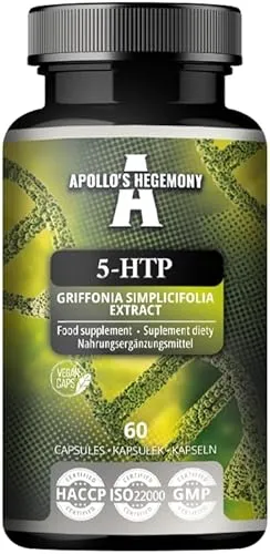 5-HTP 150 mg pro Kapsel - 60 vegane Kapseln - 2 Monatsvorrat - Griffonia simplicifolia Seed Extract - Verbessert die Stimmung und das Wohlbefinden - Nahrungsergänzungsmittel von Apollo's Hegemony