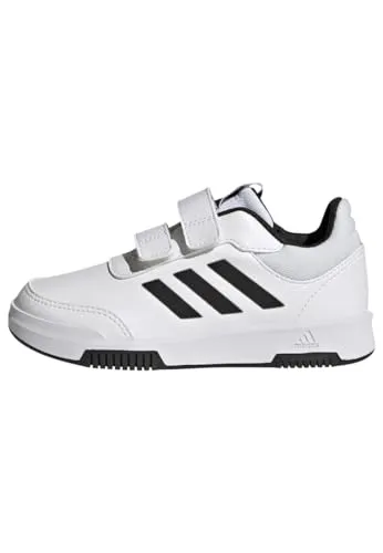 Adidas Tensaur Baby Turnschuhe mit Klettverschluss - Weiss/Schwarz - Laufschuhe für Babys mit dämpfender Sohle und flexibler Konstruktion, ideal für Komfort im Klassenzimmer und auf dem Pausenhof. Stilvolles Adidas-Design mit praktischen Klettverschlüssen.