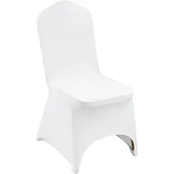 VEVOR Stuhlhussen aus Elastischem Spandex für Klappstühle, Universell Passender, Gewölbter Vorderbezug, Abnehmbare, waschbare Schonbezüge, für Hochzeit, Urlaub, Feier, Essen (100 Stück, Weiß)