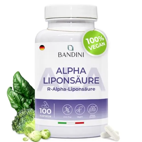 Bandini® ALA Alpha Liponsäure - Hochdosiertes Antioxidans mit 200 mg pro Kapsel - Antioxidant Alpha-Liponsäure, hochdosiert mit 200 mg pro Kapsel, unterstützt Kreislauf, Leber & Nervensystem - vegan und laborgeprüft für höchste Qualität.