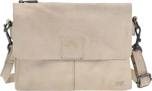 Umhängetasche Leder "Billy" 25x17cm beige - Bear Design - Umhängetasche aus hochwertigem Leder mit 2 Fächern, geschmeidig durch spezielle Wachsbehandlung. Ideal für stilvolle Aufbewahrung und Organisation.