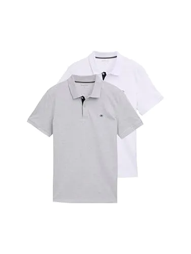 TOM TAILOR Herren Poloshirt im Doppelpack, Gr. L, light stone grau - Bequeme Herren-Poloshirts von TOM TAILOR im 2er-Pack. Aus weichem Jersey-Material, taillenbedeckend und ideal für lässige Freizeitlooks.