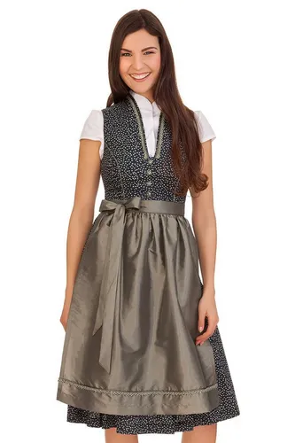 MarJo Trachten Mididirndl CETINA - Bottle, Größe 32 - Elegantes hochgeschlossenes Dirndl für Damen, ideal für festliche Anlässe und traditionelle Veranstaltungen.