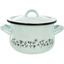 ORION Emaille-Topf BLUMEN 16 cm - Koch- & Suppentöpfe, elegantes Blumen-Design, geeignet für Gas- und Induktionsherde, ideal für leckere Suppen und Eintöpfe.