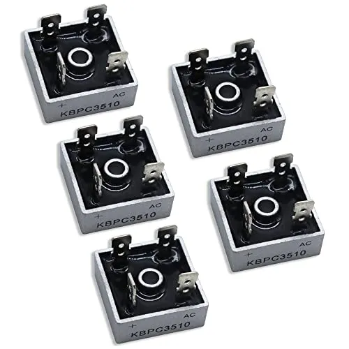 KUBOWAI 5 Stück KBPC3510 Brückengleichrichterdiode Set, 35A 1000V Einphasen Vollwellen Metallgehäuse 4 Pin Durchgangsloch