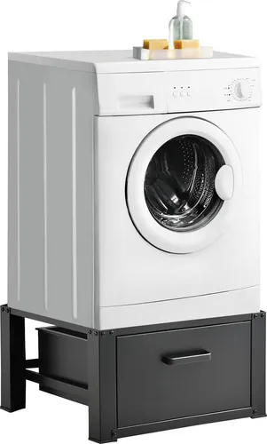[en.casa] Waschmaschinen-Untergestell mit Schublade – Stabil und Komfortabel - Podest für Waschmaschinen, max. 150 kg Tragkraft, mit gummierten Füßen für sicheren Stand und praktischer Schublade für Wäsche und Waschmittel.