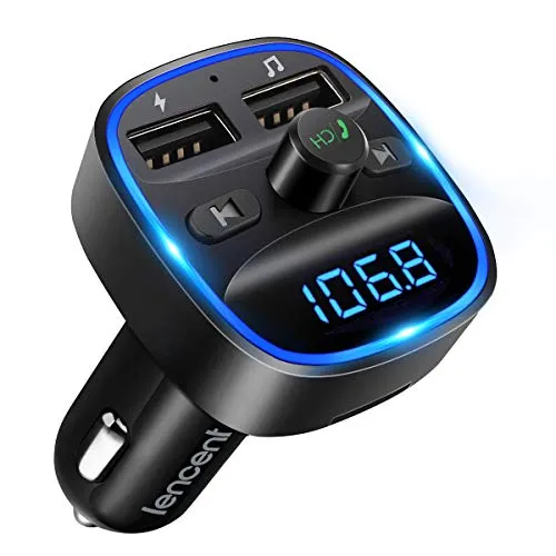 LENCENT Bluetooth FM Transmitter T25 für Auto - Erleben Sie kristallklaren Musikgenuss mit dem LENCENT T25. Ausgestattet mit 2 USB-Ports für sicheres Laden und Freisprecheinrichtung für eine sichere Fahrt.