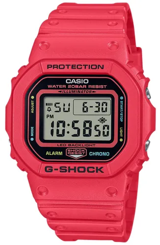 Casio G-Shock DW-5600EP-4ER - Rot/Schwarz - Digitale G-Shock Uhr mit 20 Bar Wasserdichtigkeit, LED-Hintergrundbeleuchtung und multifunktionalem Alarm – ideal für Sport und Alltag.