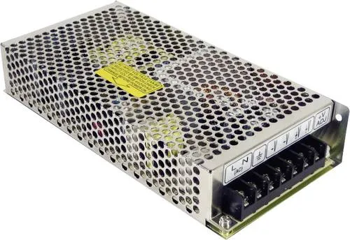 Mean Well MW RS-150-48 Schaltnetzteil - 48 V/DC, 3.3A, 158W, Metallgehäuse mit Schraubklemmen und aktivem PFC Filter für effiziente Kühlung durch Luftkonvektion.