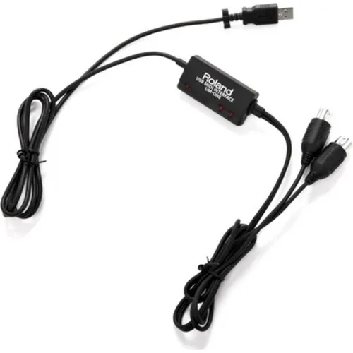 Roland UM-One Mk2 USB MIDI Interface - MIDI-Interface für PC, Mac und iPad mit geringer Latenz, ideal für Musikproduktion. Kompakt und busbetrieben, mit integrierten Kabeln für einfache Nutzung.