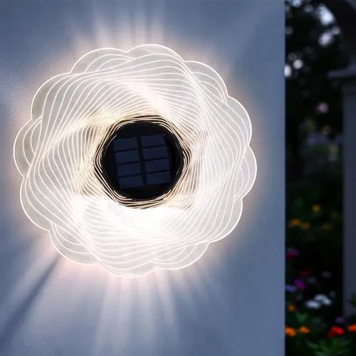 LED Solar Wandlampe Blume transparent - 18 cm - stilvolle Gartenbeleuchtung - Diese dekorative Wandlampe aus transparentem Kunststoff sorgt für warmes Licht in Ihrem Garten. Mit 12 LEDs und praktischer Einschaltautomatik ist sie ideal für Wände und Böden, inklusive Montagematerial.