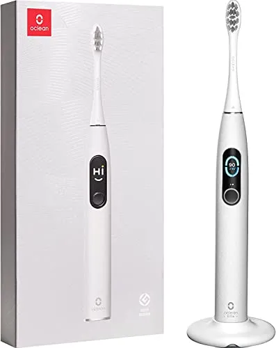 Oclean X Pro Elite - Elektrische Zahnbürste mit intelligentem Touchscreen, geräuscharm (45 dB), 4 Modi, 32 Intensitätsstufen und 3,5 Tage Akkulaufzeit, ideal für individuelles Zähneputzen und perfekten Schutz durch Drucksensor