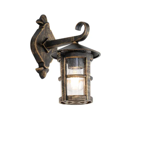 QAZQA - Klassisch I Antik Klassische Außen Wandlaterne AntikGold I Messing IP44 - Herb I Außenbeleuchtung - Aluminium Rund - LED geeignet E27