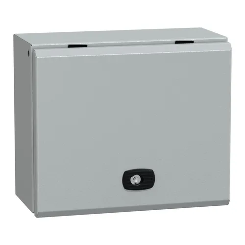 Schneider Electric Klemmengehäuse NSYS3DB25315 - Klemmengehäuse aus pulverbeschichtetem Stahl, ideal für Wandmontage. Mit Tür und kompakten Maßen (250x300x150 mm) bietet es optimalen Schutz für Ihre elektrischen Verbindungen.
