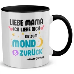 22Feels Tasse Mama Geschenk von Tochter Muttertag Geburtstag Mutter Weihnachten Frau, Keramik, Made in Germany, Spülmaschinenfest, Zweifarbig schwarz|weiß