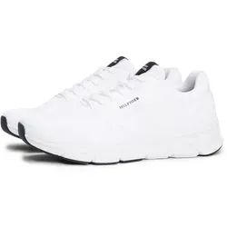 Sneaker TOMMY HILFIGER "MODERN COMFORT RUN KNIT", Herren, Gr. 45, weiß, Textil, unifarben mit Farbeinsatz, sportlich, Schuhe, Freizeitschuh, Halbschuh, Schnürer mit weich gepolstertem Schaftrand