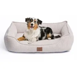 Orthopädisches Premium Hundebett mit Cord Bezug - Hochwertiges Hundebett für große und kleine Hunde, mit flauschigem, abnehmbaren Cord Bezug. Die herausnehmbare Innenmatratze sorgt für optimalen Liegekomfort und Sicherheit durch die Anti-Rutsch Beschichtung.