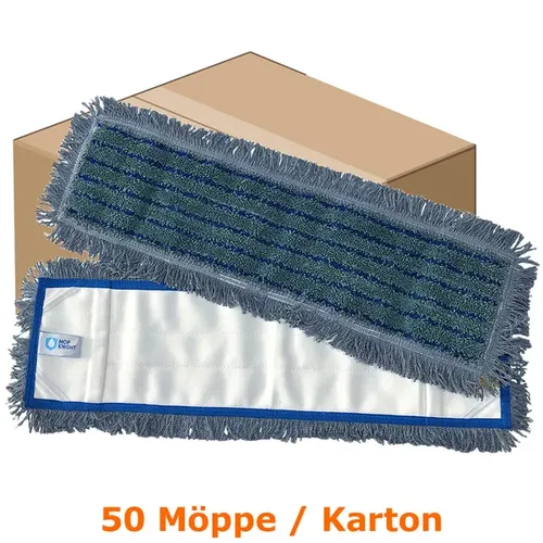 Wischmop MopKnight Mikrofaser Mop Borste 50 cm Karton 50 Stück, für ebene und strukturierte Böden bestens geeignet 10035