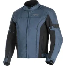 GMS Lagos wasserdichte Motorrad Textiljacke, schwarz-blau, Größe M - Motorradjacke aus GERMADURA® 600D und Softshell, wasserdicht, winddicht und atmungsaktiv dank GERMATEX®-Membrane, ideal für sicheres Fahren bei jedem Wetter.
