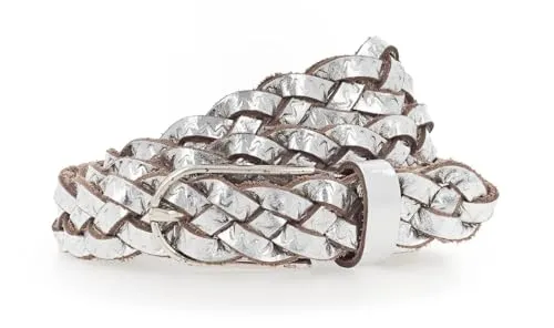 Vanzetti Braided Women's Belt W105 Silver Metallic - Damen-Gürtel aus hochwertigem, stufenlos verstellbarem Gewebe für optimalen Tragekomfort und einen modischen Look.
