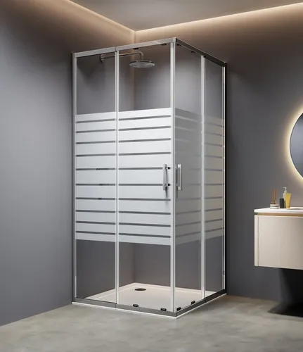 welltime Eckdusche Trento Slimline, BxT: 90x90 cm, Einscheibensicherheitsglas, Eckdusche mit Profil in schmalem Design und robustem Rollensystem
