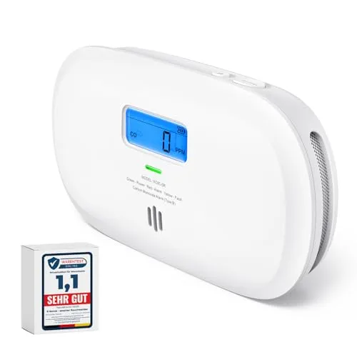 X-Sense Kohlenmonoxid Melder mit 10 Jahren Sensor - CO-Melder mit austauschbarer Batterie und digitalem Display, schützt zuverlässig vor Kohlenmonoxid für 10 Jahre! Ideal für sicheres Wohnen.