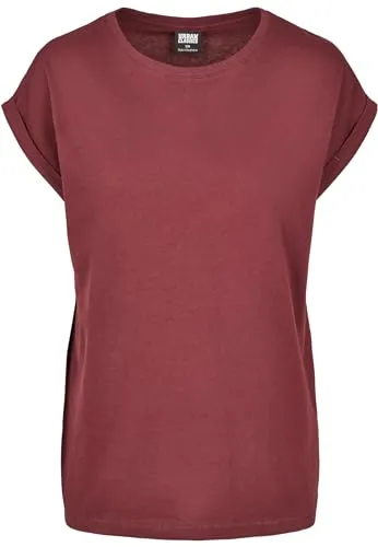 Urban Classics Damen T-Shirt Ladies Extended Shoulder Tee, T-Shirt mit überschnittenen Schultern, aus Baumwolle, erhältlich in vielen Farben, Redwine, 5XL