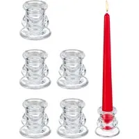 Relaxdays Stabkerzenhalter Glas Transparent 6er Set 5,5 cm x 5,5 cm