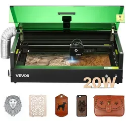 VEVOR 20W Lasergravierer mit Kameragehäuse 50x32cm - Präzise Lasergravur- und Schneidemaschine mit 20 W Leistung. Ideal für kreative Projekte dank großer Arbeitsfläche von 500 x 320 mm und hoher Gravurgeschwindigkeit.