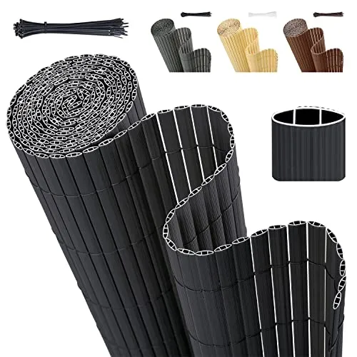 Sekey PVC Sichtschutzmatte 90x400cm - Stabiler Balkon- und Garten Sichtschutz - Gartensichtschutz mit doppelter Verstärkung für maximale Stabilität. Witterungsbeständig und einfach zu installieren, ideal für dekorativen Schutz auf Balkon und im Garten.