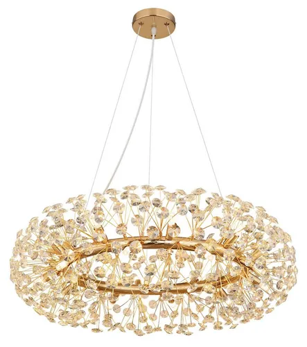 GLOBO LIGHTING Kronleuchter KTRIN - 80x150 cm in Gold - Eleganter Metall-Kronleuchter mit klaren K9 Kristallen und kürzbarem Kabel. Perfekt für eine gemütliche Atmosphäre in jedem Raum. Ideal für G9-Leuchtmittel und stilvolle Einrichtung.