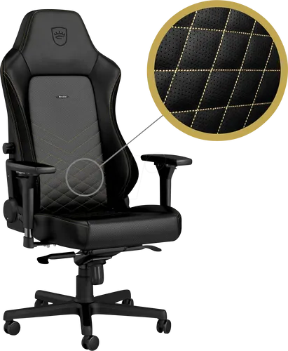 noblechairs HERO Gaming Stuhl - Ergonomischer Bürostuhl in Schwarz/Gold - Ergonomischer Bürostuhl für Gamer und Büro, entwickelt mit eSportlern; bietet optimale Lendenwirbelstütze und ist für bis zu 150kg belastbar.