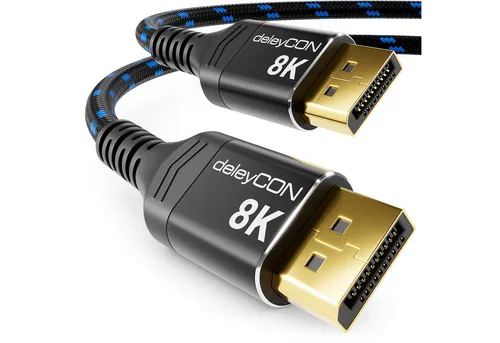 deleyCON deleyCON 2m DisplayPort Kabel 1.4 8K@60Hz 4K@165Hz UHD WQHD HDR für Video-Kabel