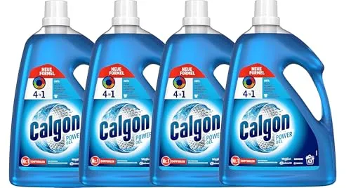Calgon 4-in-1 Power Gel - Effektiver Wasserenthärter - Reinigungsmittel mit Spar-Pack, bekämpft Kalk, Schmutz, Gerüche und Korrosion für eine optimale Maschinenpflege.