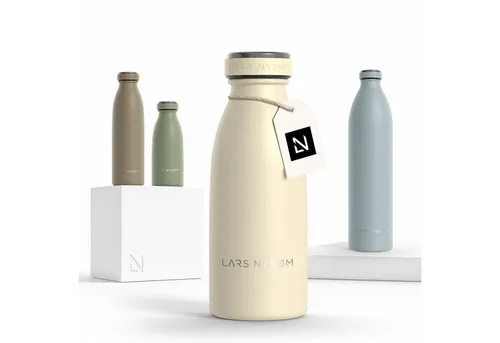 LARS NYSØM Thermoflasche Ren, Isolierflasche mit Vakuum Isolierung: 12h heiß / 24h kühl